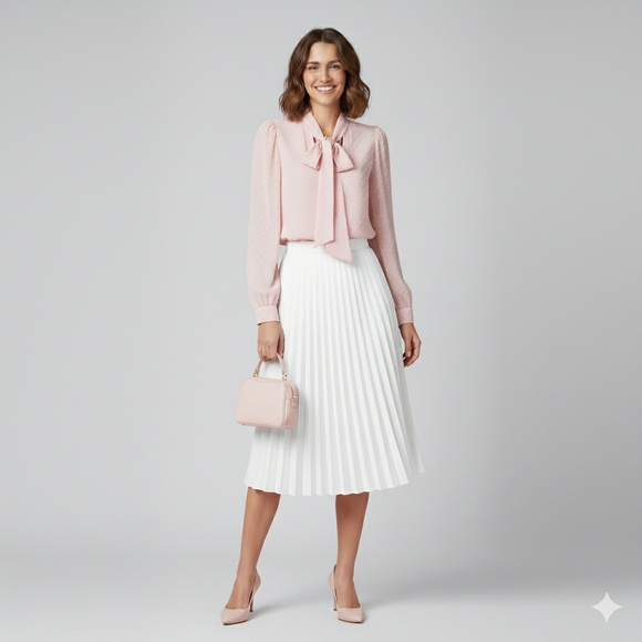 Avec Les Filles Tops - Avec Les Filles Blush Pink Relaxed Fit Textured Blouse – Size XS (NWT)